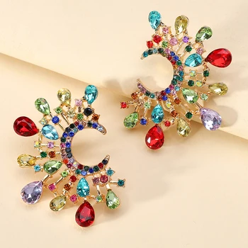 Įvairiaspalviai imituoti perlų spalvingi krištolo apvalaus apskritimo lankelio auskarai moterims Boho madinga prabangos kokybė Unikalūs žavesio papuošalai