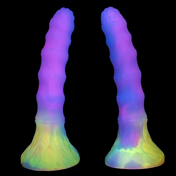 Šviečiantys mišrios spalvos silikoniniai maži dildo bambuko sekso žaislai lesbietėms tikroviški dildo analinis kištukas poros sekso įrankis skatina masažą