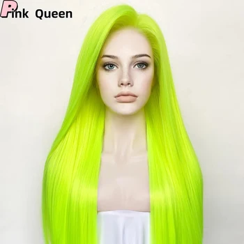 Žali klijai be sintetinių plaukų 13*2.5 Nėrinių priekinis perukas mergaitėms Moterys Aukštos temperatūros pluoštas Natūrali plaukų linija Cosplay šukuosena
