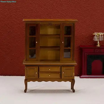 1:12 Lėlių namelis Miniatiūrinis miegamasis Dvivėrė valgomojo spintelė Baldų modelis knygų spinta Dekoras Žaislų didmeninė prekyba
