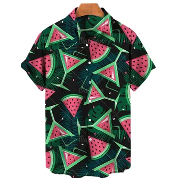 2024 Smagūs vasaros Havajų vaisiai Ananasai Arbūzas 3d marškinėliai Unisex vyriški marškiniai trumpomis rankovėmis Top Casual Fashion Laisvi marškiniai