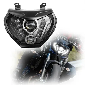 E-ženklo surinkimo variklio priekinis žibintas DRL HI/LO Beam LED motociklo priekinis žibintas Yamahas MT 09 FZ 09 MT09 FZ09 2014-2016 MT07