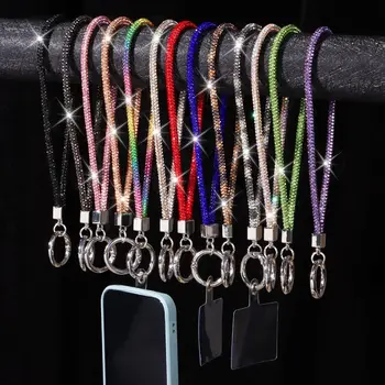 Glitter Rhinestone Phone Lanyard Phone Diamond Crystal Wrist Straps Keychain Hanging Anti-lost Rope Mobile Phone Strap Accessory
