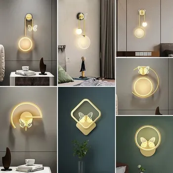 Modernus LED sieninis šviestuvas Minimalistinis prabangus auksinis drugelis Sconce miegamasis Naktinė svetainė Studijų praėjimas Namų dekoravimo šviestuvas