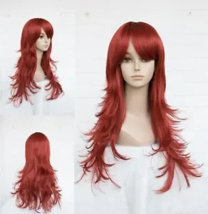 Moterys Moteris Raudona ilga natūrali banga Visas galvos apdangalo perukas