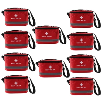 Naujas-10X pirmosios pagalbos rinkinys Sportinis stovyklavimo krepšys Pagrindinis avarinio išgyvenimo paketas Raudonas nailono įspūdingo kryžiaus simbolis Crossbody krepšys