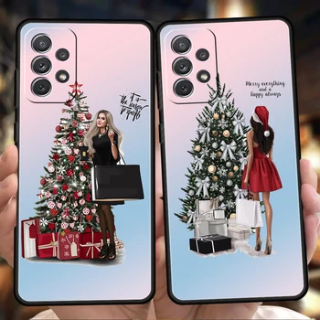 Naujųjų metų linksmų kalėdinių silikoninių dėklų, skirtų Samsung Galaxy A32 A52 A13 A22 A72 A51 A71 A41 A11 A31 A21S prabangaus telefono dangtelio apvalkalas