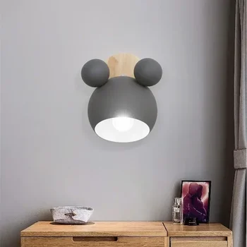 Nordic Mickey LED sieninis šviestuvas miegamojo salonas Sieninis šviestuvas Mielas vaikų apšvietimas Interjero dekoro studija Aplikacija Murale šviestuvas