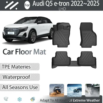 Prabangūs automobilių grindų kilimėliai Audi Q5 e-tron 2022 2023 2024 2025 vandeniui atsparus padas pėdų kilimas grindų danga TPE LHD purvo automobilių priedai