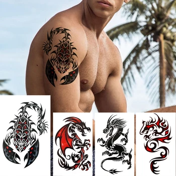 Realistiškas netikras Skorpionas Laikinų tatuiruočių lipdukas vyrams Moterų apyrankės tatuiruotės Aukštos kokybės plaunamas drakonas gyvūnas Tatoos dekoras