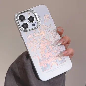 Svajonių pilies fejerverkų gradientas akinamai baltas dangtelio dėklas, skirtas iPhone 15 14 13 12 Pro Max Plus telefono dėklas